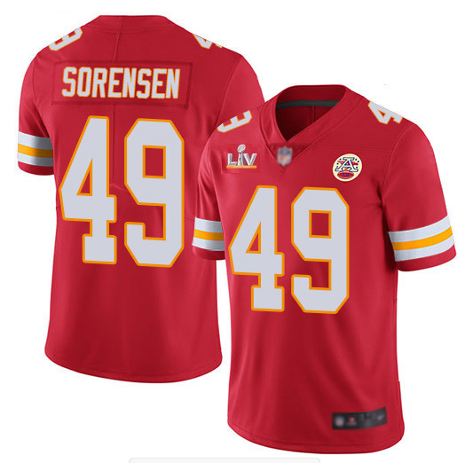 Men's Kansas City Chiefs #49 Daniel Sorensen Red NFL 2021 Super Bowl LV Stitched Jersey Men's Kansas City Chiefs #49 Daniel Sorensen Red NFL 2021 Super Bowl LV Stitched Jersey